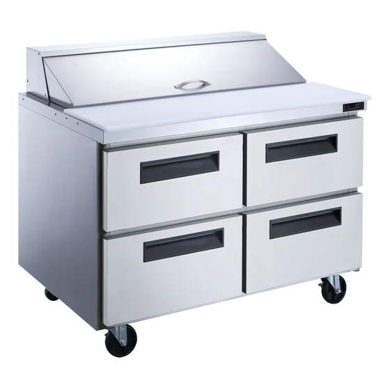 4-Drawer Commercial Food Prep Table Refrigerator in Stainless Steel