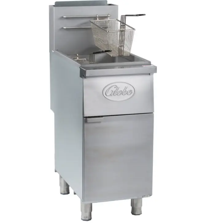 Globe GFF50G Natural Gas 50 lb. Stainless Steel Floor Fryer 