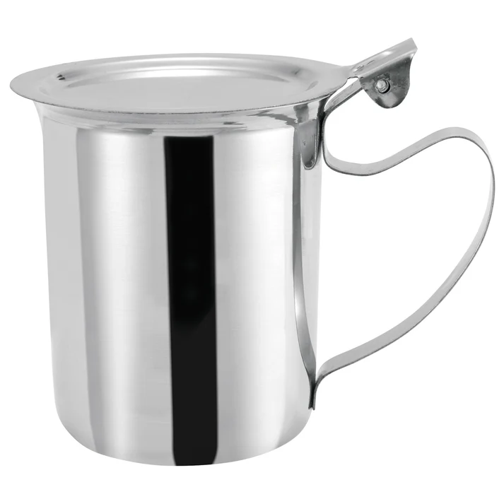  10oz Creamer Server, Stackable Cover, Stainless Steel