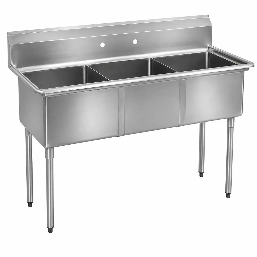 18GA.304S/S Sink, Galvanized Leg and Socket, Plastic Bullet Feet    / 16" x 20" x 12" / 3