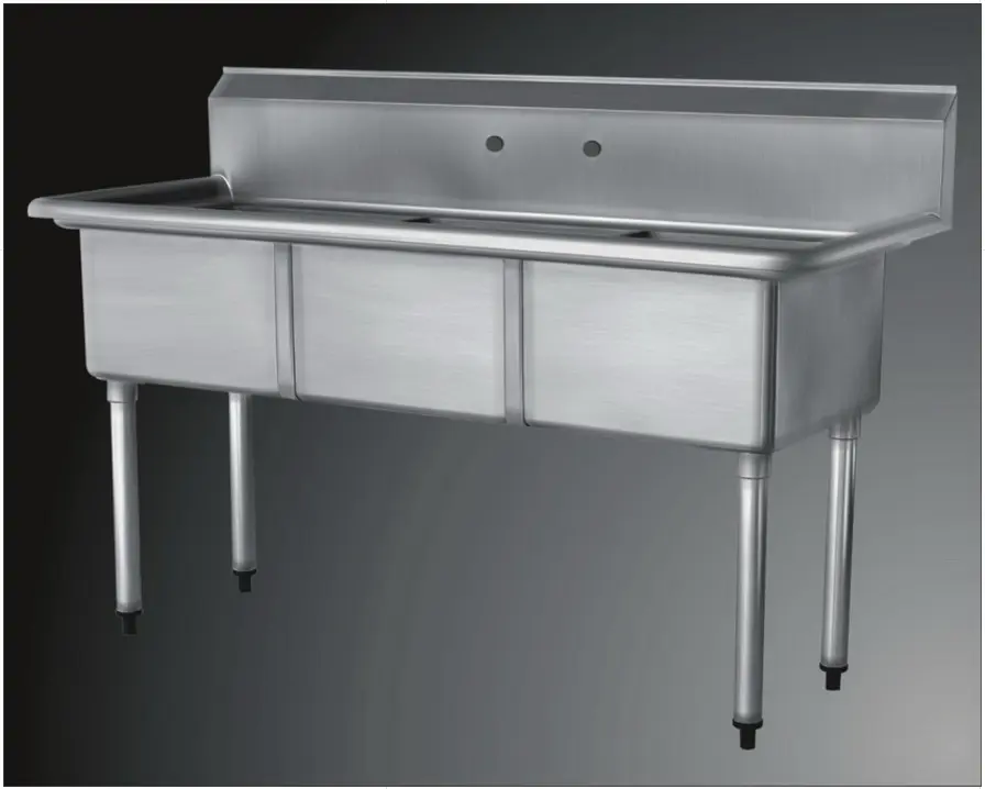18GA.304S/S Sink, Galvanized Leg and Socket, Plastic Bullet Feet    / 15" x 15" x 12" / 2