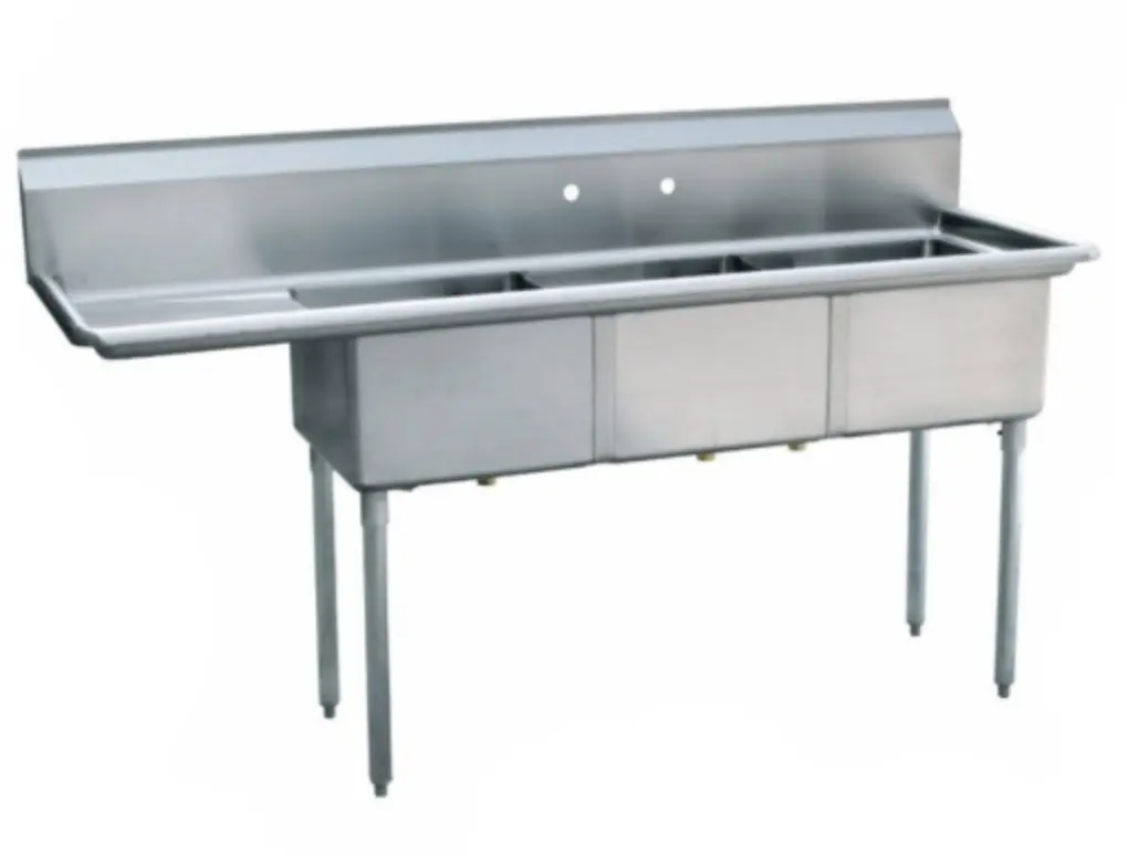L&J LJ2020-3L 83" 3 Compartment Sink / Left Drainboard