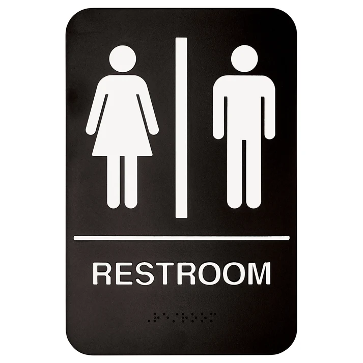 Information Signs with Braille 6" x 9" / Restrooms