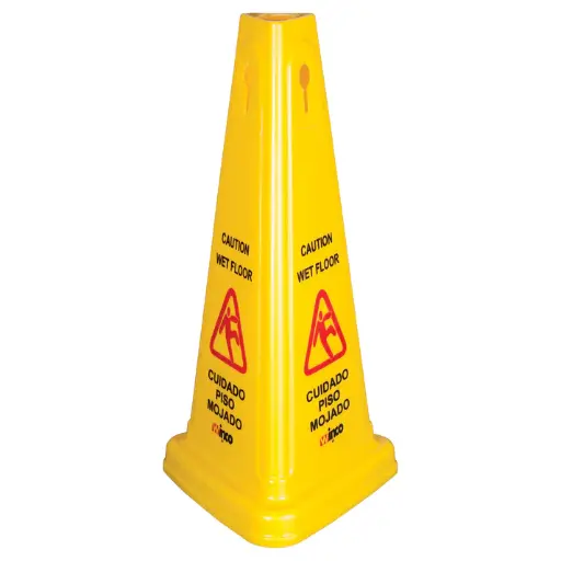 [WCS-27T] Wet Floor Caution Sign, Cone-shaped, Yellow