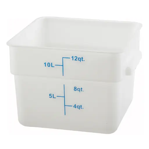 [PESC-12] Square Storage Container, White Polypropylene - 12 Quart