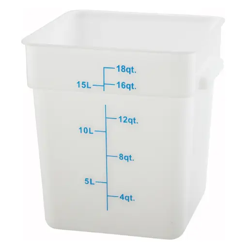 [PESC-18]  Square Storage Container, White Polypropylene - 18 Quart