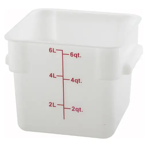 [PESC-6] Square Storage Container, White Polypropylene - 6 Quart