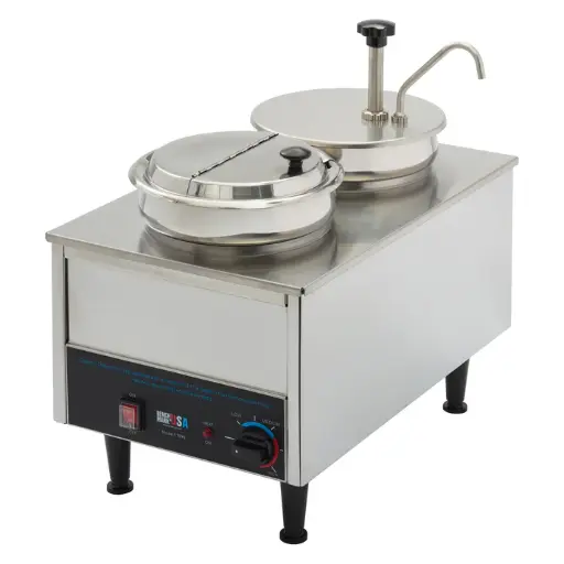  BenchmarkUSA Dual-Well Food Warmer - 1 Pump, 1 Ladle, 1 Lid