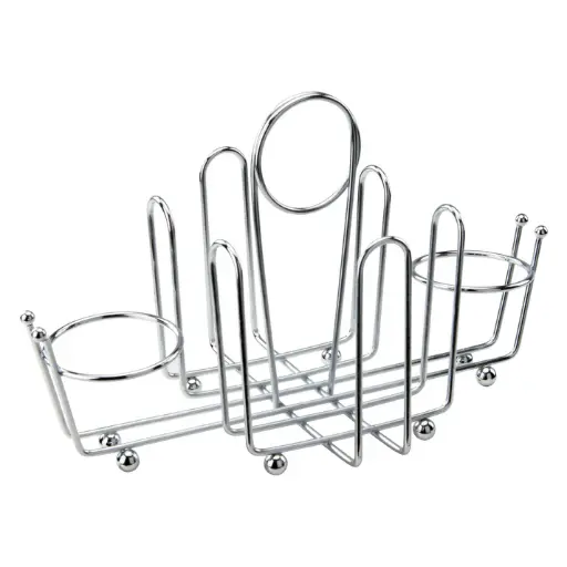 [WH-1] Chrome Plated Cruet Rack for Salt/Pepper Shaker &amp; Sugar Packets