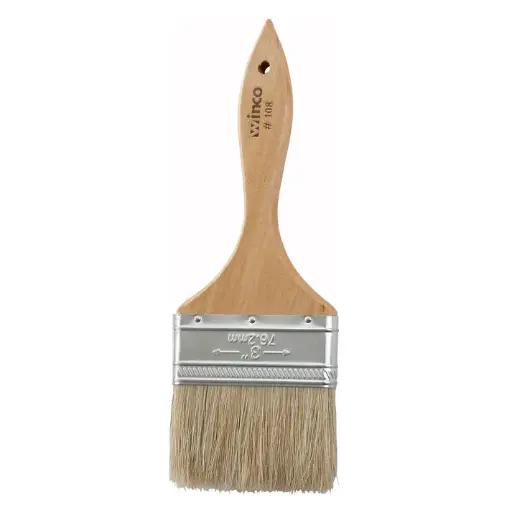 [WBR-30] Pastry/Basting Brush with Metal Ferrule - 3" Flat