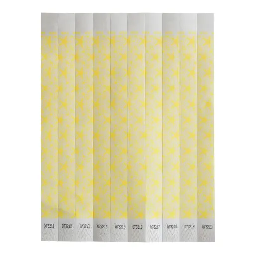 [WB-100Y-D] Bar Maid Waterproof Tear-Free Wristbands - Yellow Pattern (500 Pieces/Pack)