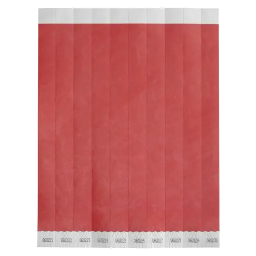 [WB-100R-S]  Bar Maid Waterproof Tear-Free Wristbands - Red Solid (500 Pieces/Pack)