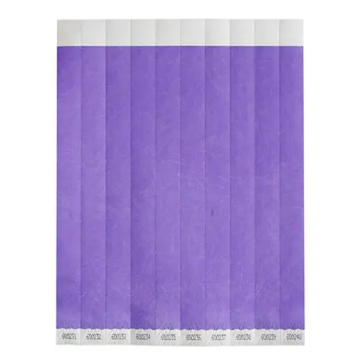 [WB-100PU-S] Bar Maid Waterproof Tear-Free Wristbands - Purple Solid (500 Pieces/Pack)