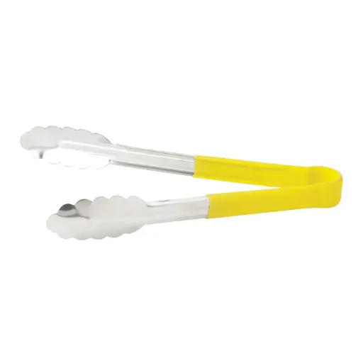 [UTPH-9Y] Heat Resistant Heavy-Duty Utility Tongs with Polypropylene Handle - 9", Yellow
