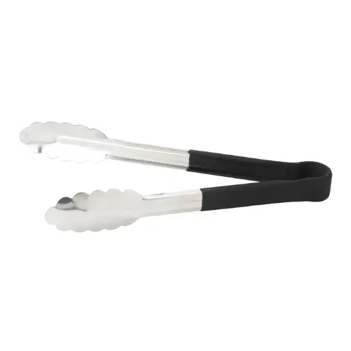 [UTPH-9K] Heat Resistant Heavy-Duty Utility Tongs with Polypropylene Handle - 9", Black