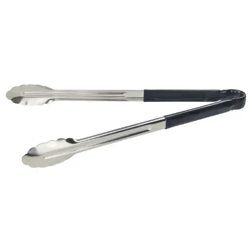  Heavy-Duty Utility Tongs with Plastic Handle - 16", Black