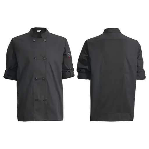 [UNF-12K3XL] Ventilated Chef Jacket with Roll-Tab Sleeves, Tapered Fit Size 3XL