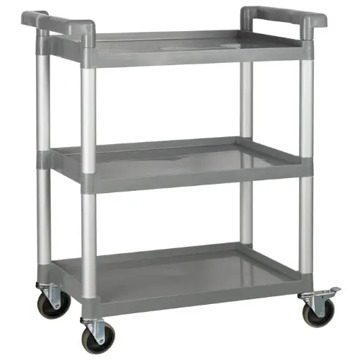 [UC-2415K] - 3-Tier Utility Carts with Brakes - Gray, 32L x 16-1/8W x 36-3/4H