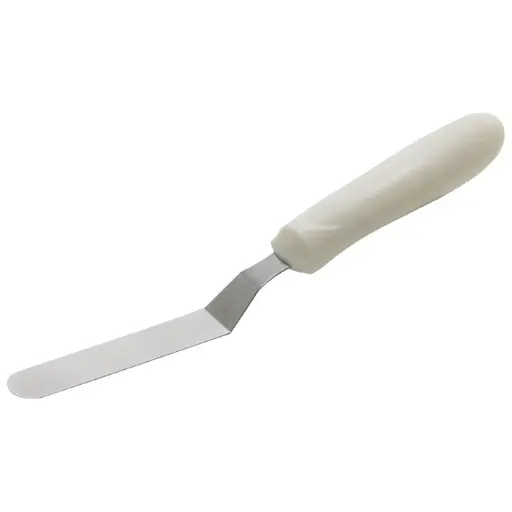 [TWPO-4]  Spatula with Offset, White Polypropylene Handle - 3-1/2" x 3/4"