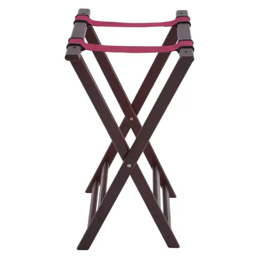 [TR-34W] Folding Tray Stand, 32" High - Mahogany