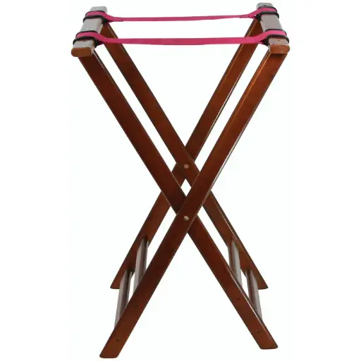 [TR-33W] Folding Tray Stand, 32" High - Walnut