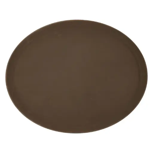 [TFG-2622N] Deluxe Fiberglass Tray, Non-Slip, Oval, 27" x 22" - Brown