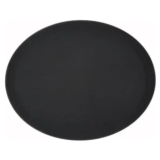 [TFG-2622K] Deluxe Fiberglass Tray, Non-Slip, Oval, 27" x 22" - Black