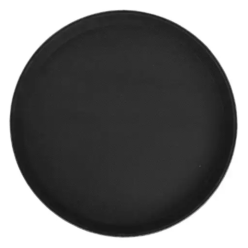 [TFG-14K]  Deluxe Fiberglass Tray, Non-slip, Round - 14", Black
