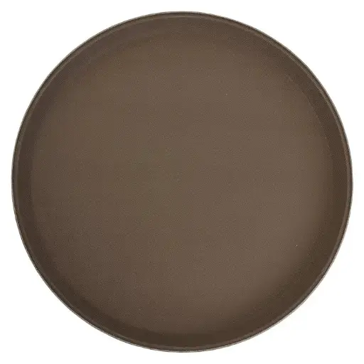 [TFG-11N] Deluxe Fiberglass Tray, Non-slip, Round - 11", Brown