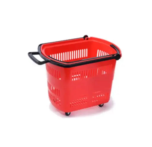 [TL-4] Red Shopping Basket on Wheels 