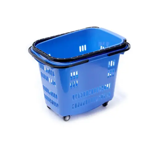 Blue Shopping Basket on Wheels