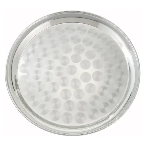[STRS-14] Stainless Steel Round Serving Tray with Swirl Pattern - 14"
