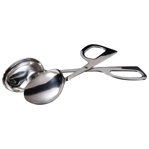 [ST-2] 10" Stainless Steel Salad Tongs, Double Spoon, Mirror Finish