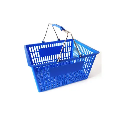 Blue Plastic Grocery Market Shopping Basket 
