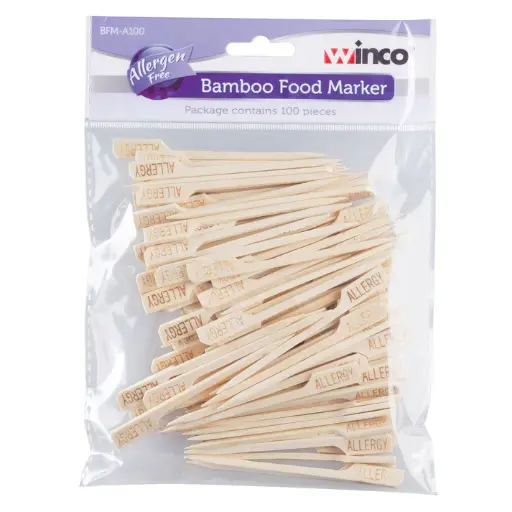 [BFM-A100] Bamboo Food Markers, Allergen Free, 100 Pieces per Pack