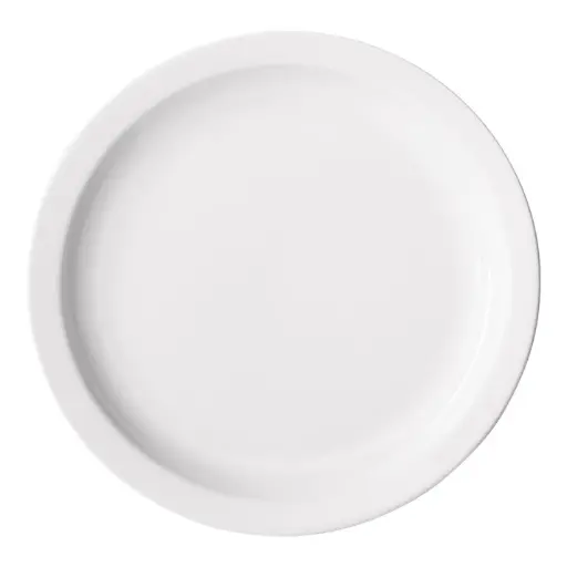 Birkhall Plate with Narrow Rim, White Porcelain, 12 Pieces/Case