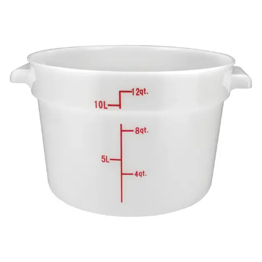 Round Storage Container, White, Polypropylene