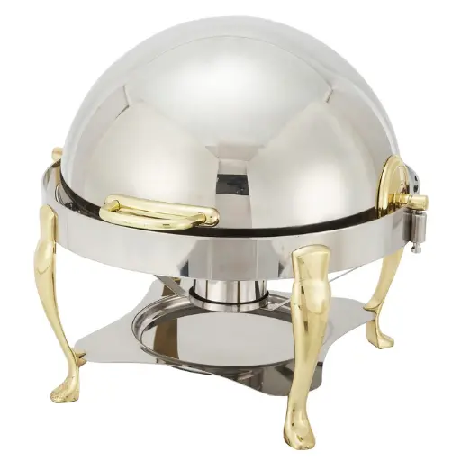 [308A] Vintage Collection 6 Quart Round Roll-Top Chafer, Extra Heavyweight