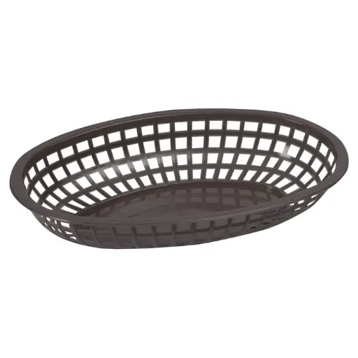 [POB-K] Oval Fast Food Basket - Black - 