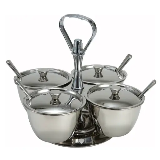 [RS-4] Relish Server, 4 Compartments, Stainless Steel