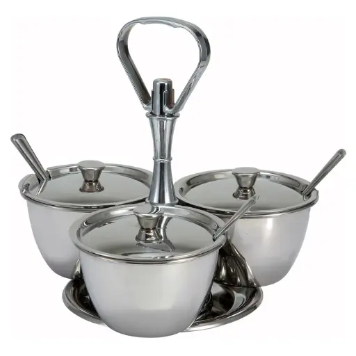 [RS-3] Relish Server, 3 Compartments, Stainless Steel
