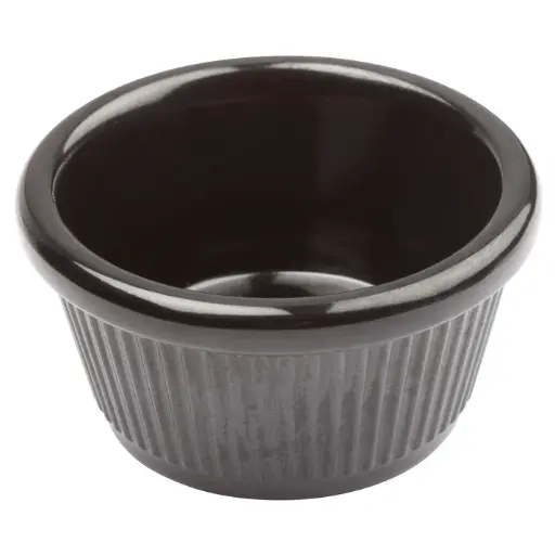 [RFM-3K] Melamine Ramekin, Fluted - Black, 3 oz