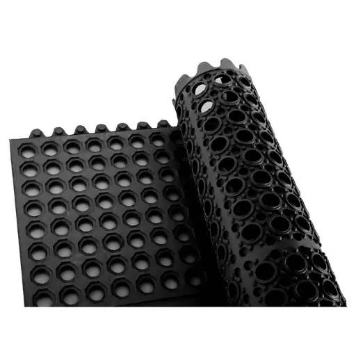 [RBMI-33K]  Rubber Interlocking Floor Mat, 3' x 3' - Black