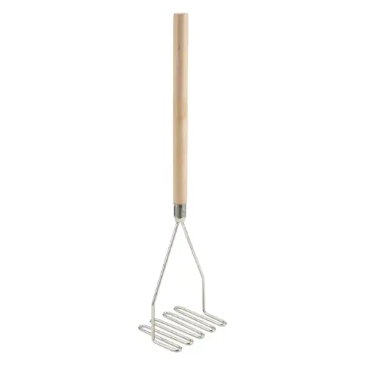 [PTM-24S] Potato Masher with Wooden Handle - 5-1/4" Square