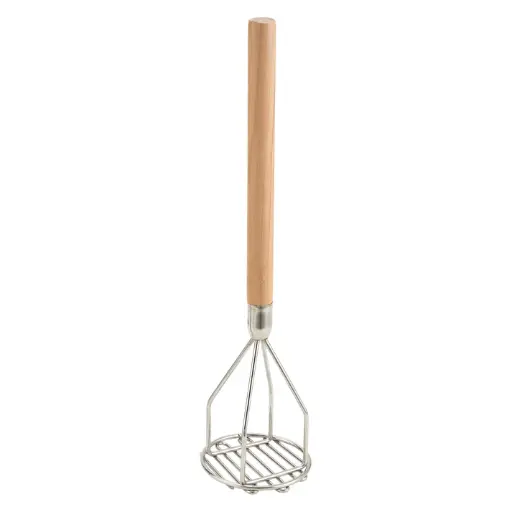 [PTM-18R] Potato Masher with Wooden Handle - 4" Round
