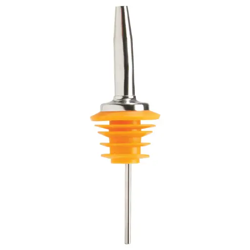 [PPM-6] Oversized Metal Pourer, Tapered Spout, Yellow Plastic Stopper