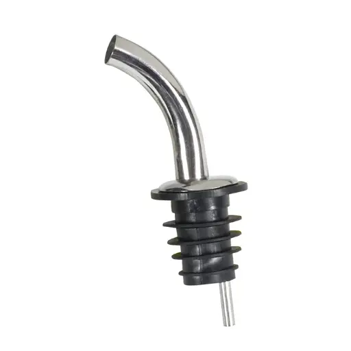 [PPM-4G] Metal Pourers, Gooseneck Spout, Black Plastic Stopper