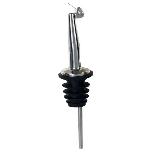 [PPM-4C] Metal Pourers, Tapered Spout &amp; Hinged Cap, Black Plastic Stopper