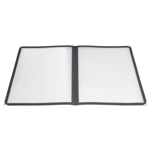[PMCD-14K] Book-Fold Double Panel Menu Cover - Black, 9-9/16 x 15