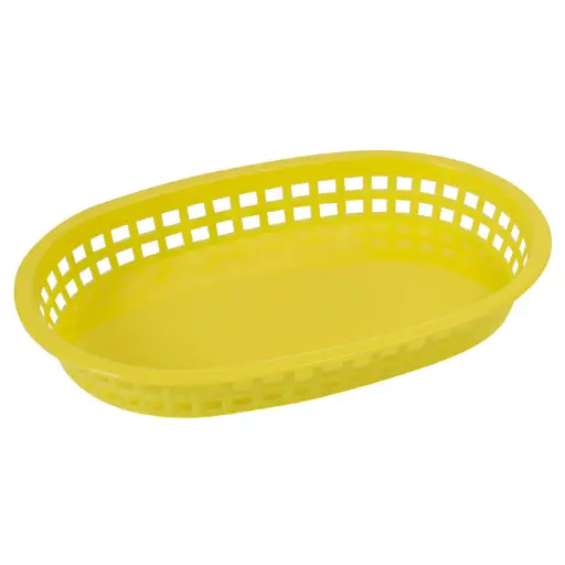 [PLB-Y] Oval Platter Baskets, 10-3/4" x 7-1/4" x 1-1/2" - Yellow